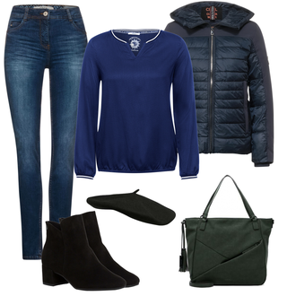 Winter Outfits mit Blau Bluse & Tunika Bluse CECIL "Winterlicher Look"