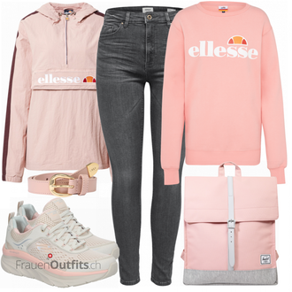 Outfit mit Rosa/Beige/Blau Große Größe Ellesse "Sportliches Herbst Outfit"