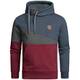 Amaci&Sons Herren Basic Kapuzenpullover Sweatjacke Pullover Hoodie Sweatshirt 4060 Blau/Anthrazit/Bordeaux M