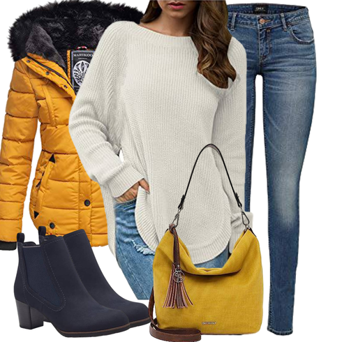 Dunkelblau/Hellblau/Blau Winter Stiefelette/Lederjacke/SommerStiefelette/Leder Stiefelette/Chelsea Boot/Gefütterte Stiefelette MARCO TOZZI kombinieren mit Khaki/Grau/Weiß/Braun Rundhals Pullover/Norweger Pullover/Longpullover Generisch