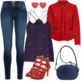 Outfit mit Rot Sandalen UNISA "Bussi"