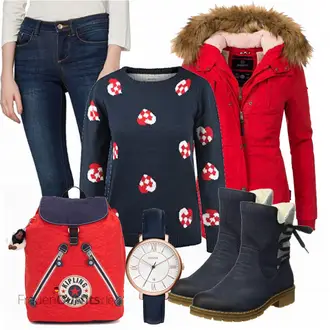 Outfit mit Schwarz Weihnachtspullover/Kaschmir Pullover/Norweger Pullover/Pullover Bedrucken/Wollpullover/Norweger Pullover BlendShe "Marikoo"
