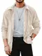 Runcati Cord Jacke Herren Casual Lightweight Sport Jacke Langarm Vintage Einfarbige Übergangsjacke mit Reißverschlüsse,Beige,L