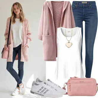 Attraktive Outfits Weihnachten mit Rosa Clutch/Kosmetiktasche/Schultertasche/Handytasche/Baguette-Tasche/Kleine Tasche/Umhängetasche Yixuan LLC "Schones Frühlingsoutfit"Look: Weihnachten, Geburtstag, Schule, Valentinstag, Muttertag, Bar, Bank