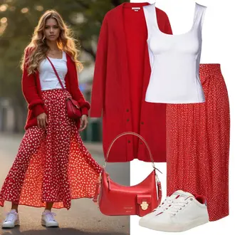 Outfit sa Kaki/Bijela Party Top/Top Bez Rukava/Majica na špagete/Muške cipele Edited "Proljetna odjeća za dame"