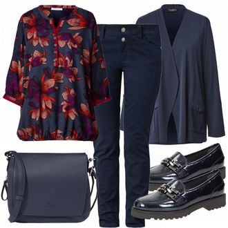 Outfit mit Blau Hausschuh Sioux "Cindy"