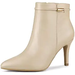 Allegra K Damen Stiefeletten mit Stiletto-Absatz und spitzer Zehenpartie Beige 37