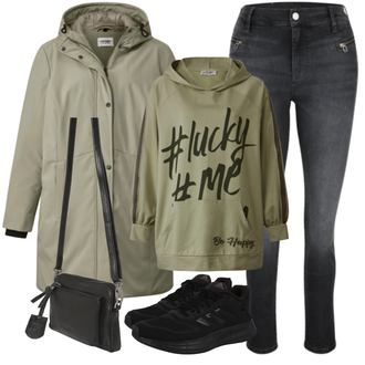 Outfit mit Schwarz Fitnessschuh/Fitnessschuh/Tennisschuh/Gymnastikschuh/Laufschuh/Joggingschuh Adidas Performance "Herbstliches Freizeit Outfit"