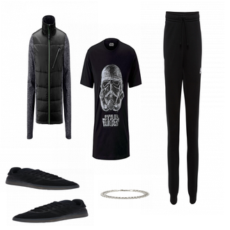 Outfit mit Schwarz Sneaker Adidas "Tchibo MIx"