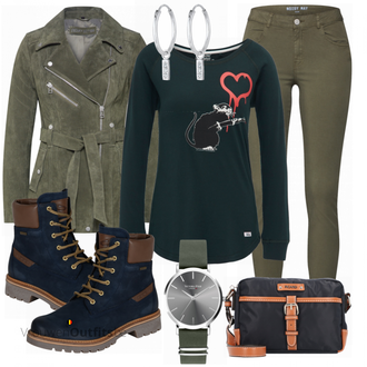 Outfit met blauw Laars Camel Active "HomeBase Shirt"