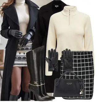 Rok Outfits Esthetisch met zwart/wit/Gouden/groen Leren Overknee Laars/Laars met rits/Hoge hakken Laars/Lange Enkellaarsje/Wijdkuit laars/Rijlaars/Kniehoge Laars Kazar "Modieuze lente-outfit"Look: Simpel, Prachtige, Iers, Elegant, Licht, Stijl, Esthetisch, Elegante, Ram, Weegschaal, Western, Egirl, Premium, Chique, Gotisch