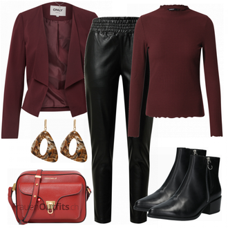 Outfit mit Schwarz/Rot Sweatshirt Only "Perfekt für den Herbst"