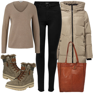 Na Procházku Outfit s Černá/Tmavě modrá Legíny s Podšívkou/Teplé Legíny/Kožená bunda/Neprůhledný Legíny/Sportovní Legína/Formovaná Legína/Bavlněné Legíny/Legíny s Rozparkem/Pletený Legín Only "Zimní outfity"Look: Na Procházku, Aerobní, Severská chůze