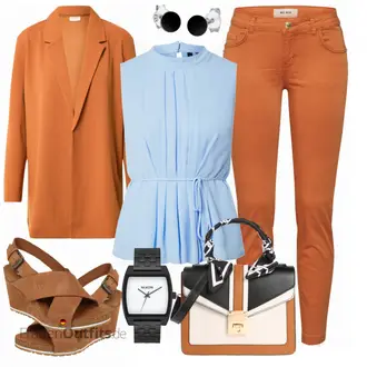 Outfit mit Braun High Heel Timberland "Business Look"