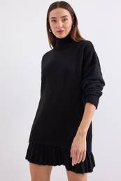 15891 Sweater Skirt Knitwear Two Piece Set - Black