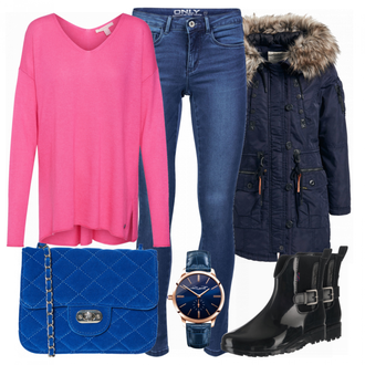 Outfit met blauw Khujo "Blauw"