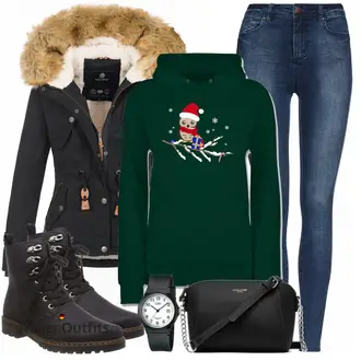 Outfit mit Schwarz Damen Pullover/Weihnachtspullover Shirtracer "Navahoo Jacken"