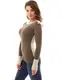 PattyBoutik Damen Boot-Ausschnitt Drop Schulter Pullover (braun und beige M 40)