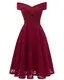 SAMGU Frauen Spitze Prinzessin Kleid Vintage Floral Spitze Schmuck Cocktailkleid V-Ausschnitt Cocktail Party A-line Swing Kleid für Mädchen Burgund-M