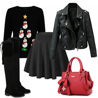 Elegant Outfit mit Schwarz Overknee Stiefel/Flache Overknee Stiefel Stiefelparadies "WinterIsComing"Look: Rad, Oversize, Overdressed, Casual, Premium, Unisex, Elegant, Schlichte