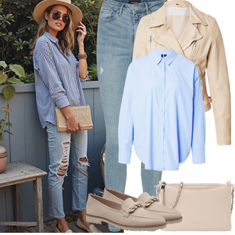 Outfit sa SvjetloPlava/Plava Hlače rupa hlača/Traper Tajice/Hlače s Prorezom/Jeggings/Skinny Hlače VERO MODA "Proljetni Outfit"