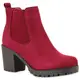 Stylische Damen Boots Stiefeletten Chelsea Boots Knöchelhohe Stiefel Zipper Leder-Optik Booties Schuhe 113520 Dunkelrot 38 Flandell