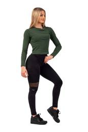 Women's T-Shirt Organic Cotton Ribbed Long Sleeve Top 415 dark green XS