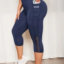 Smoothsilhouette, Plus Size Solid Color Skinny Leggings, Casual High Waist Stretchy Capri Leggings For , Women's Plus Size Clothing