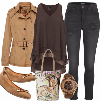 Outfit mit Braun Plateauschuh About You "Carolin"