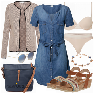 Button Down Outfit mit Blau/Hellblau/Pastell Kleid Große Größe/Bluse Große Größe/Tunika JdY "Toller Look für die Freizeit"