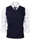 iClosam Herren Pullunder V-Ausschnitt Comfort Fit Baumwoll Strickweste,Blau,M