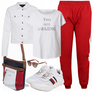 Outfit mit Grau T Shirt Cartoon "Stilvoller Look für die Freizeit"