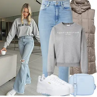 Outfity s "mom" džínami Vysoký Pas s Světle modrá/Modrá Capri Džíny/High Waist Džínové Kalhoty/Girlfriend Džíny/Džíny s Rozparkem/Vintage džíny/Zkrácené Džíny/Mom Jean/Dámské Džíny s Délkou 7/8/Kotníková Bota Armedangels "Jarní Outfit"