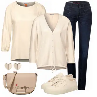 Outfit mit Rosa/Beige/Blau Sneaker Superga "Schönes Frühlingsoutfit"