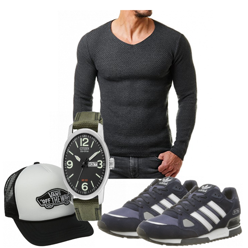 Grau/Blau Accessoire Hut Vans kombinieren