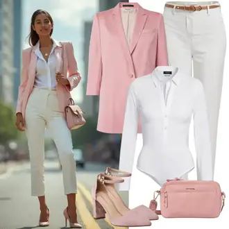 Nabori Outfit sa Bijela/Krem Bodija Bluze/Bluza s zakrpom na laktu/Poslovna Bluza/Bluza Dugih Rukava/Bluza s Podignutim Ovratnikom/Oversize Bluza/Slip-on Bluza/Oversize Mušlinova Bluzica/Bluza s gumbom/Crash bluza/Bluza koja se ne pegla VERO MODA "Lagani outfit"
