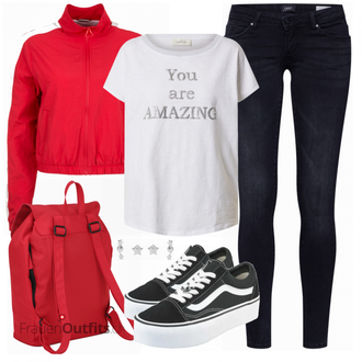 Outfit mit Grau T Shirt Cartoon "Super für die Freizeit"