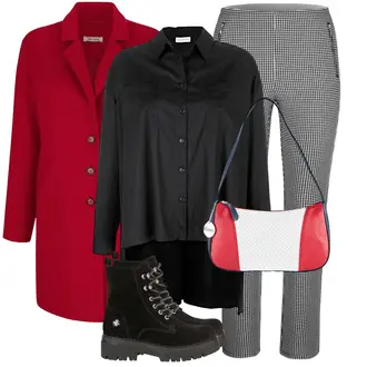 Outfit met grijs/groen/Donkergrijs/Lichtgrijs Zakelijke Broek/Flanellen Broek/Tweed Broek/Geruite Broek "Winterlook voor modieuze"