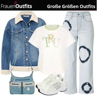 Herbst Outfit mit Jeansjacke/Mantel/Jacke/Pullover rockgewitter "Freizeit Outfit für Mollige"