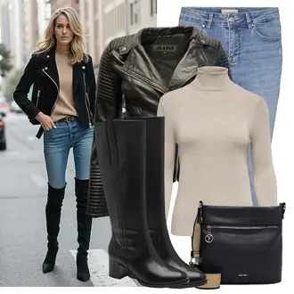 Chique Outfit met Lichtblauw Jeans Мужская Кожаная Куртка/Lederen Schoenen/Slip-on Jeans/Slim Fit Jeans/Push up Jeans/Jeans met Lage Taille/Jeans met Split/Korte Jeans/Enkellaars/Dames 7/8 Lengte Jeans VERO MODA "Lichtgewicht Outfit"Look: Klassiek, Chique, Jaren 50, 70s, Casual, Egirl, Elegant, Prachtige, Naadloos, Simpel, Soft girl, Vintage