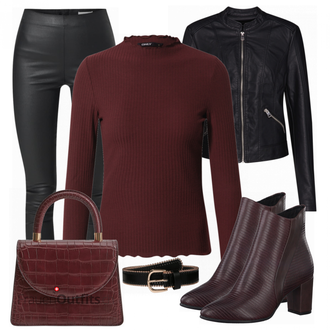 Outfit mit Schwarz/Rot Sweatshirt Only "Eleganter Look"