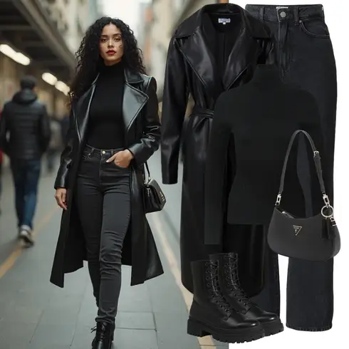 Comment poter Noir/Gris/Gris foncé/Kaki/Gris clair Jeans Jean Large/Jean Dad/Jean Coupe Ample/Jean-culotte/Jeans avec Fente/Jean Plissé/Mom Jean/Jeans Baggy/Jean Taille Haute/Jeans vintage Only avec Noir Redingote/Long manteau/Manteau Long/Manteau Mi-long/Manteau de Pluie/Manteau de Pluie & Manteau Fonctionnel/Manteau de Plongée/Trench Manteau/Women's Trenchcoats Leger by Lena Gercke
