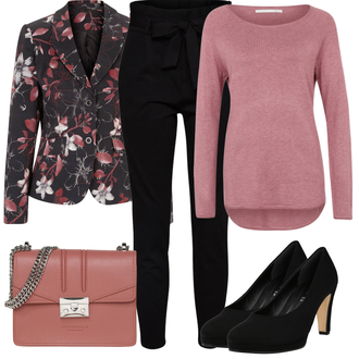 Outfit mit Schwarz Hose Große Größe/Leggings Große Größe/High Waist Hose/Strick Legging/Paperbag Hose/Steghose VERO MODA "Outfit für den Herbst"