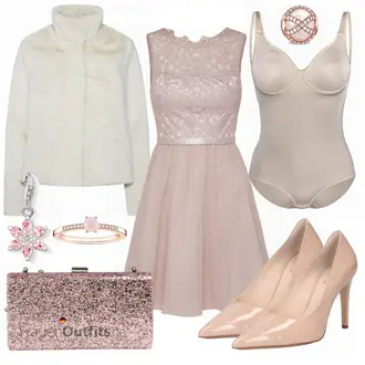 Outfit mit Grau/Rosa CocktailKleid Laona "Laona CocktailKleid"