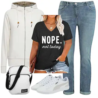 Sport Outfits 70er mit Grau/Weiß/Khaki/Beige/Hellgrau/Creme Unisex Hoodie/Half-zip Hoodie/Sport Sweatshirt/Strick Hoodie/Sport Hoodie/Hoodie/Oversized Zip Hoodie/Vintage Hoodie/Ausgefallener Hoodie Oxmo, Hellblau/Blau Straight Leg Jean/Regular-Fit Jeans/Winterjacke/Girlfriend Jeans/Schlupfjeans/Leder Schuhe/Caprijeans/Knöchelstiefel/Slim Fit Jeans/Jeans mit Schlitz/Cropped Jeans/Damen 7/8-Länge Jeans SAMOON "Praktische Große Größen Outfits"Look: Indoor, Kuschel, Sportlich, Unisex, Workwear, Retro, Streetwear, Casual, 70er, Hip Hop, Classic, Vintage, Schlichte, Smart Casual, Trendige, 50er Jahre, Elegant, Premium, Schön