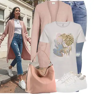 Boxen Outfit mit Print Shirt/T-Shirt Mit Print/Umstands T-Shirt/Kurzarm T-Shirt/Ausgefallenes T-shirt Only "Leichte Frühlings Outfits"Look: Boxen, Freizeit
