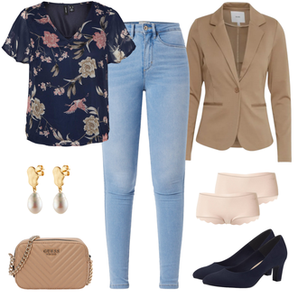 Outfit mit Rosa/Beige/Khaki BH Slip Set/Boxershort/Slip/Klassischer Slip/Miederhose/Panty/BH-Slip Set mit Bügel Sloggi "Schicker Freizeitlook"