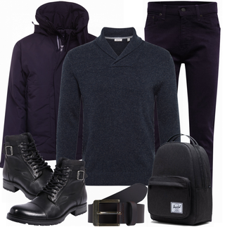 Outfit mit Schwarz Stiefel Jack & Jones "Street Style Outfit"