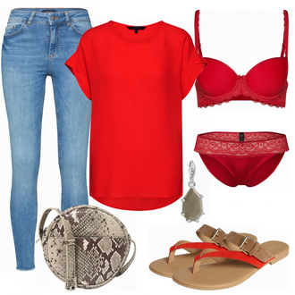 Outfit mit Rot/Rosa/Dunkelrot Bikini große größe Mey "Red Look"