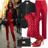 Rote Lack High Heels Outfits image